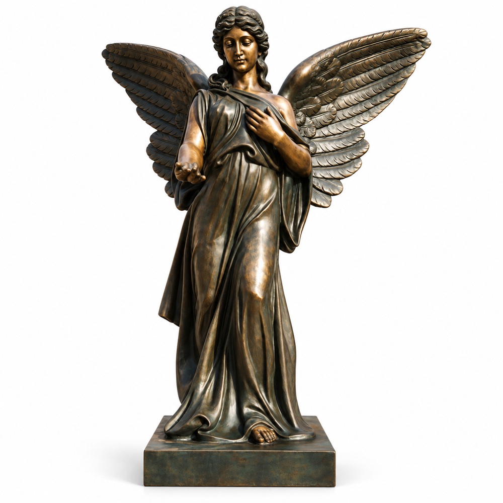 Bronze Guardian Angel Sculpture