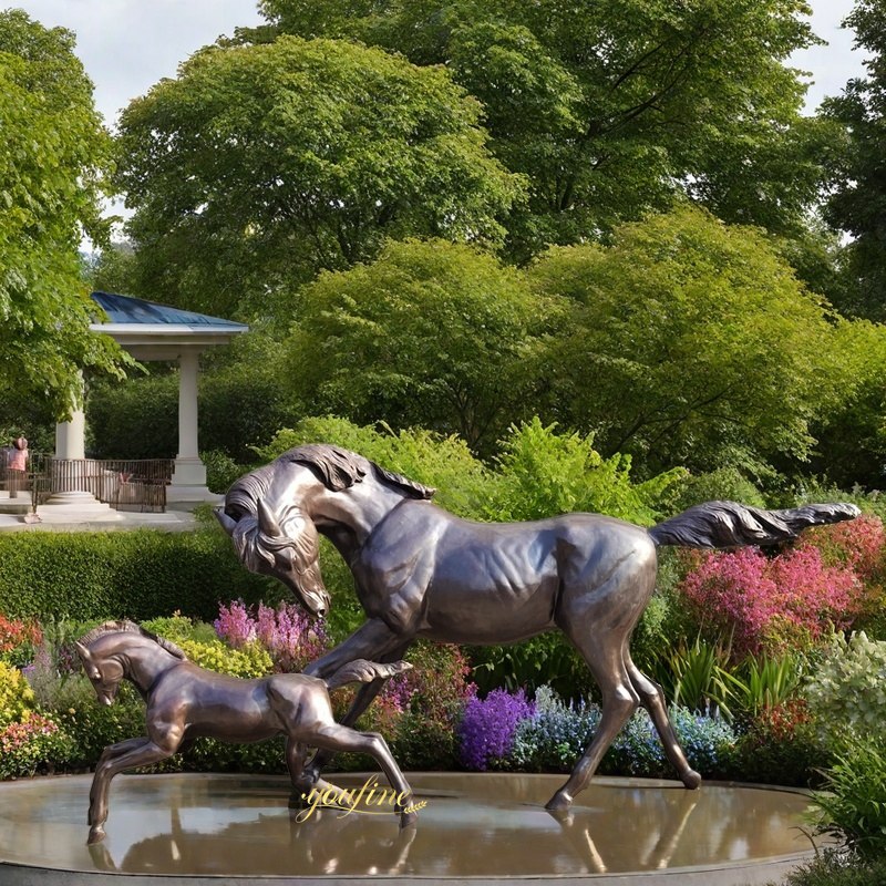 Bronze Mare with Foal Sculpture