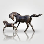 bronze Sculpture of a mare and foal playing