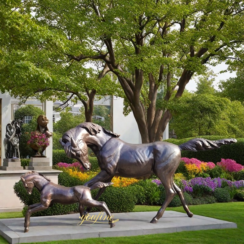 mare and filly bronze statue