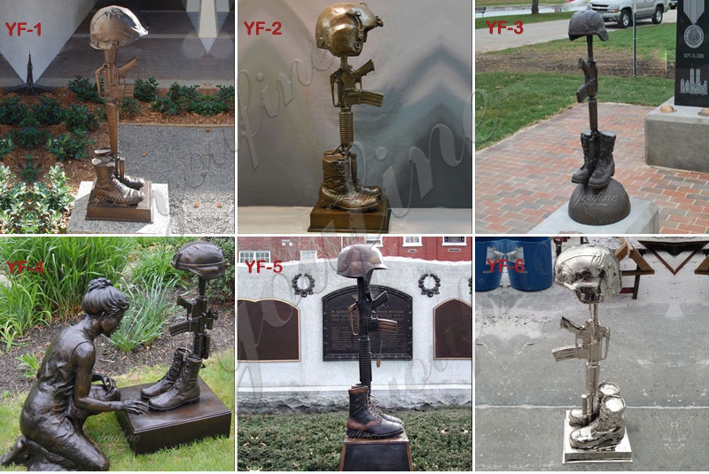 Outdoor Kneeling Soldier Military Bronze Statue Memorial BOKK-52 - Bronze Military Statues - 4