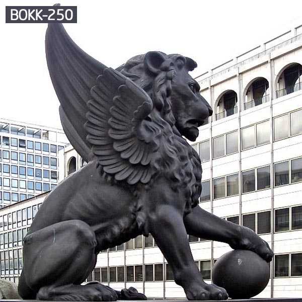 Large Outdoor Bronze Flying Lion Statue with A ball for Sale