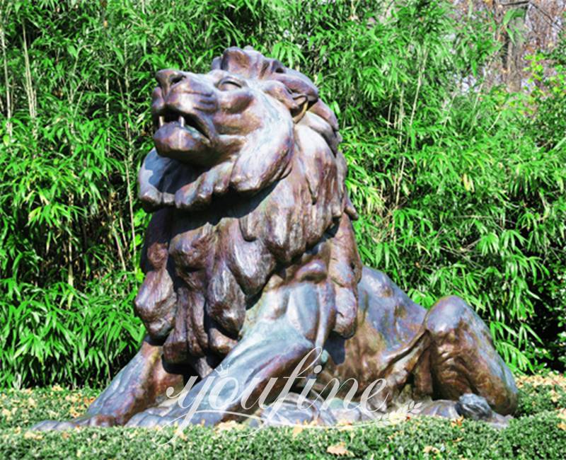Antique Bronze Lion Statue for Front Porch BOKK-652 - Bronze Animal Sculpture - 19