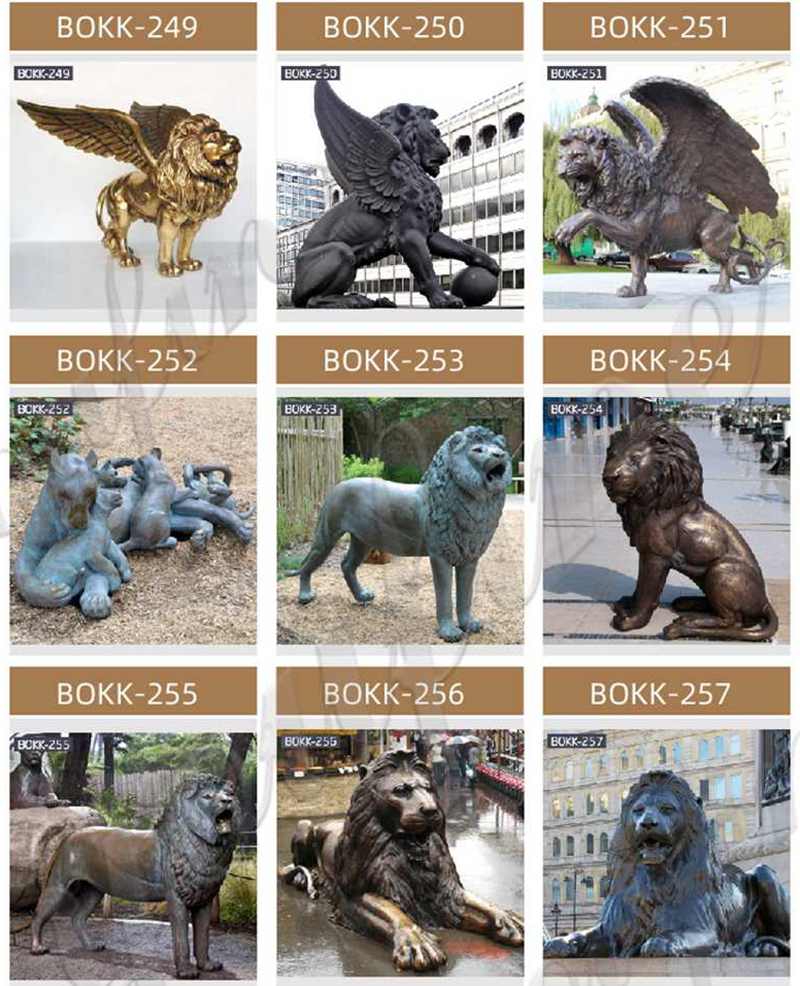 Large Outdoor Bronze Flying Lion Statue with A ball for Sale Bokk-250 - Bronze Animal Sculpture - 5