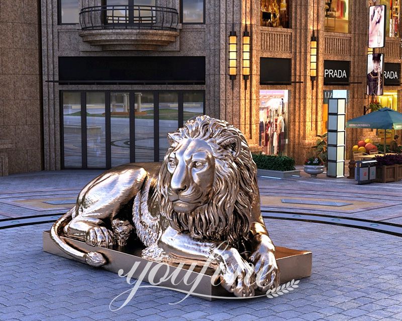 Antique Bronze Lion Statue for Front Porch BOKK-652 - Bronze Animal Sculpture - 1