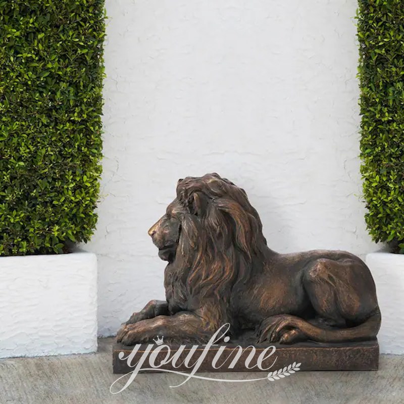 Antique Bronze Lion Statue for Front Porch BOKK-652 - Bronze Animal Sculpture - 38