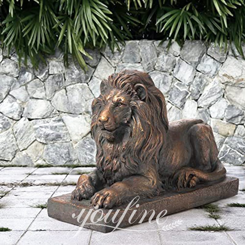 Antique Bronze Lion Statue for Front Porch BOKK-652 - Bronze Animal Sculpture - 37