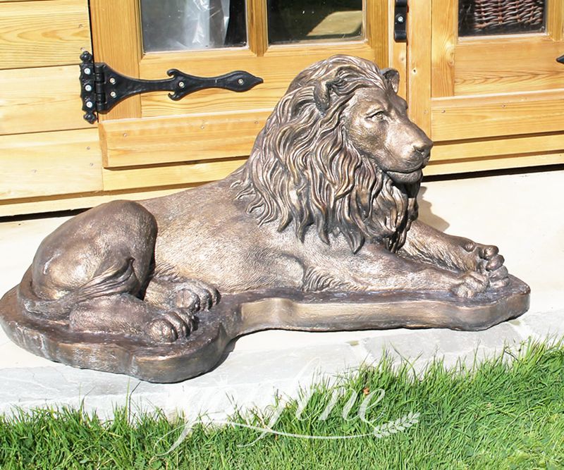 Antique Bronze Lion Statue for Front Porch BOKK-652 - Bronze Animal Sculpture - 34