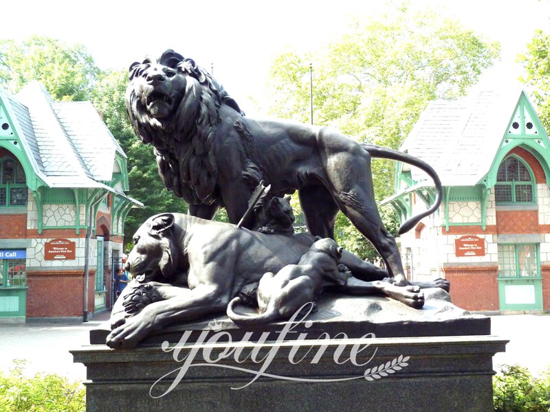Antique Bronze Lion Statue for Front Porch BOKK-652 - Bronze Animal Sculpture - 35