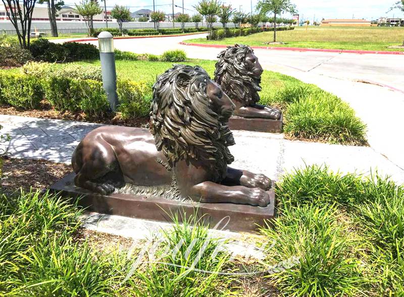 Antique Bronze Lion Statue for Front Porch BOKK-652 - Bronze Animal Sculpture - 5