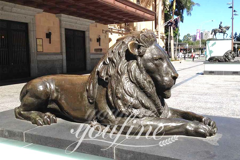 Antique Bronze Lion Statue for Front Porch BOKK-652 - Bronze Animal Sculpture - 24