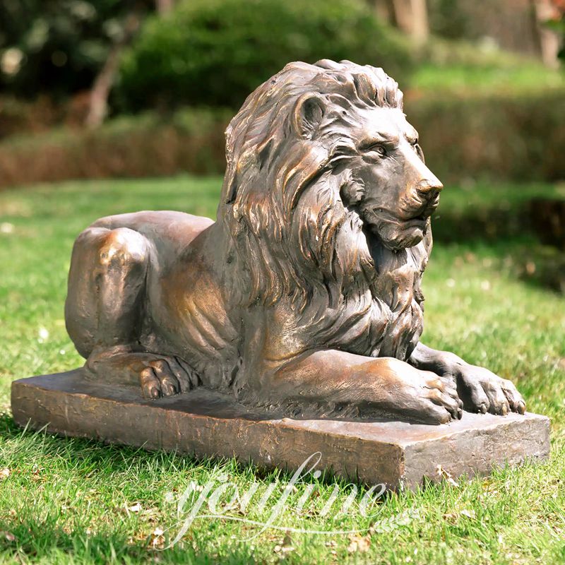 Antique Bronze Lion Statue for Front Porch BOKK-652 - Bronze Animal Sculpture - 23