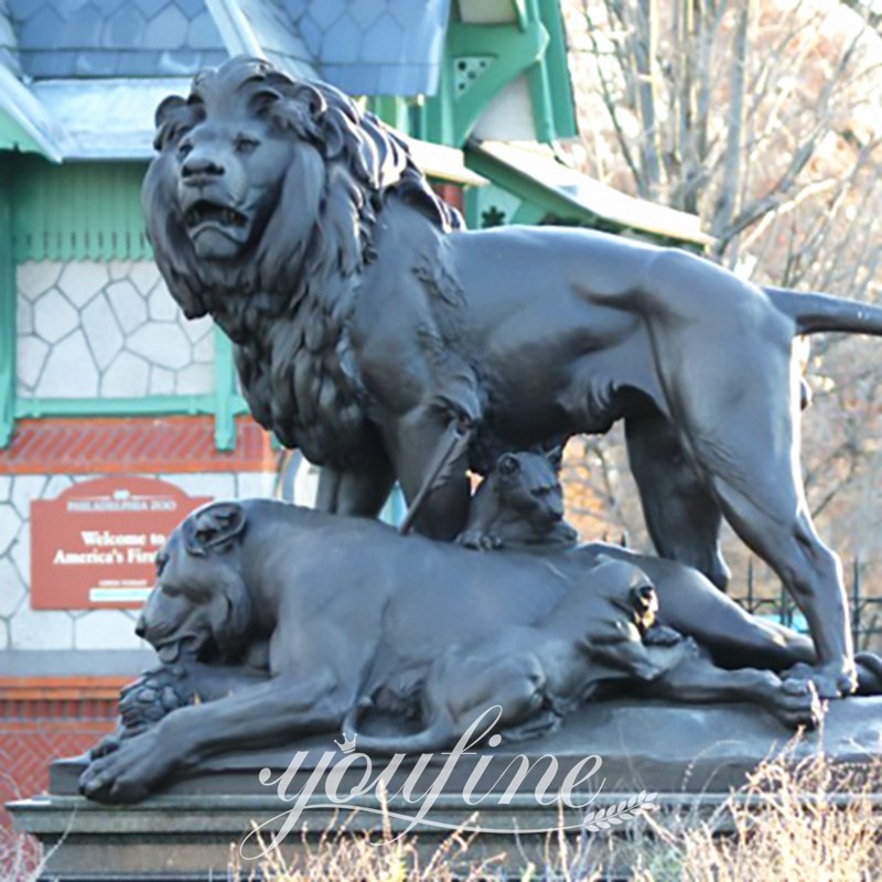 Antique Bronze Lion Statue for Front Porch BOKK-652 - Bronze Animal Sculpture - 32