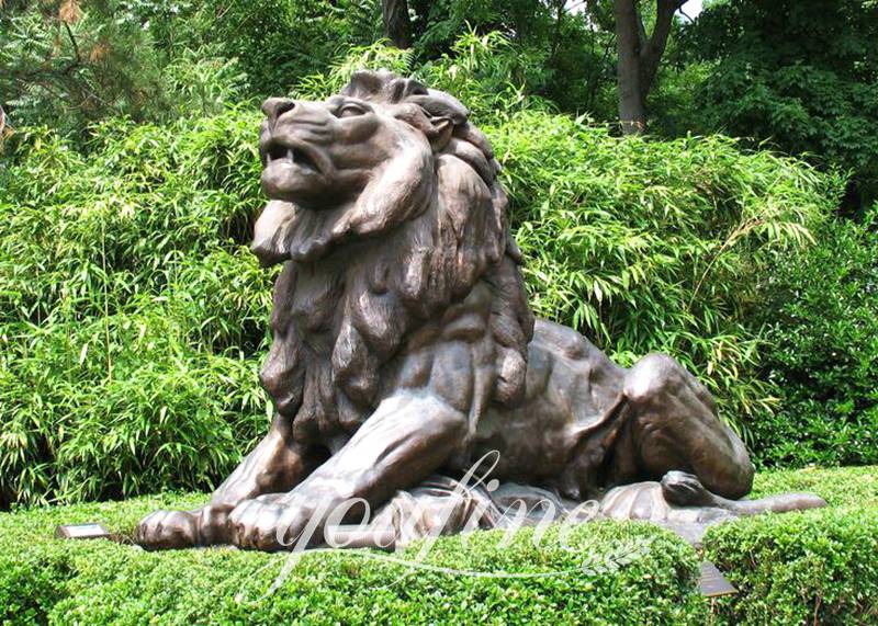 Antique Bronze Lion Statue for Front Porch BOKK-652 - Bronze Animal Sculpture - 4