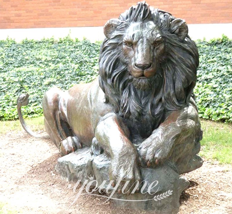 Antique Bronze Lion Statue for Front Porch BOKK-652 - Bronze Animal Sculpture - 20