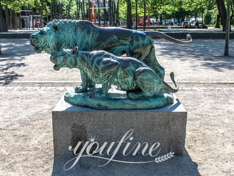 Antique Bronze Lion Statue for Front Porch BOKK-652 - Bronze Animal Sculpture - 29