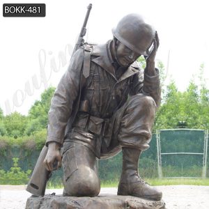 Casting Bronze Life Size Kneeling Soldier Statue for Sale BOKK-481