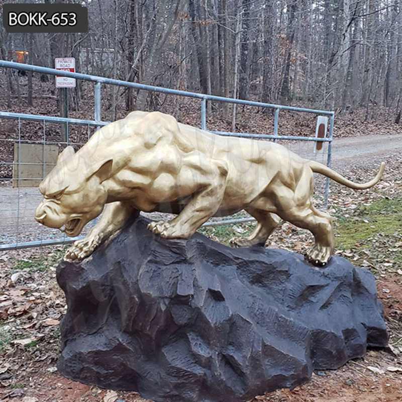 Large Creeping Bronze Leopard Statue for Outside Decor
