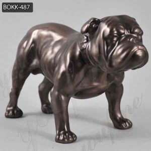 Life Size Antique Bronze Bulldog Statue Lawn Ornament Supplier BOKK-487