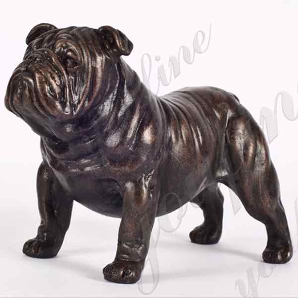 Life Size Antique Bronze Bulldog Statue Lawn Ornament Supplier