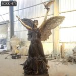 Outdoor Bronze Angel Garden Statue with Dove Design for Sale