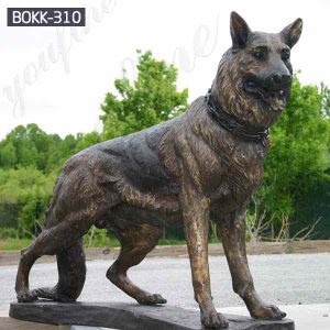 Outdoor Casting Bronze German Shepherd Statue for Sale BOKK-310