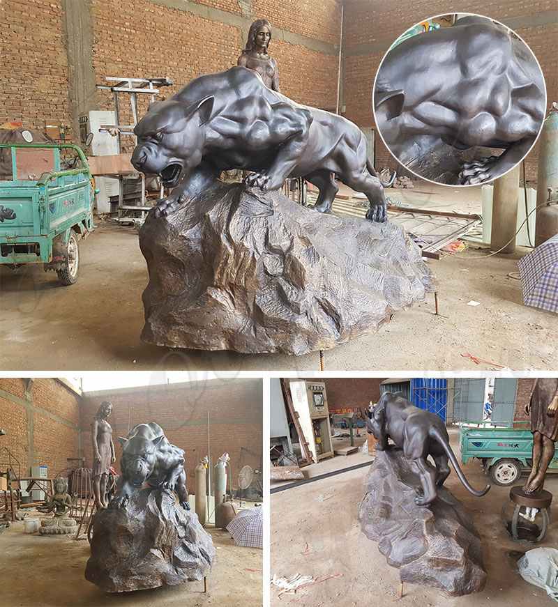 Large Creeping Bronze Leopard Statue for Outside Decor Supplier BOKK-653 - Bronze Animal Sculpture - 2