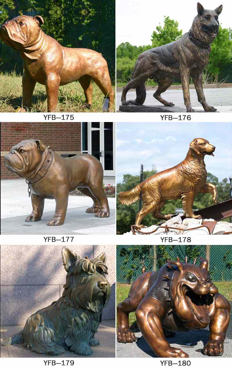 Life Size Antique Bronze Bulldog Statue Lawn Ornament Supplier BOKK-487 - Bronze Animal Sculpture - 4