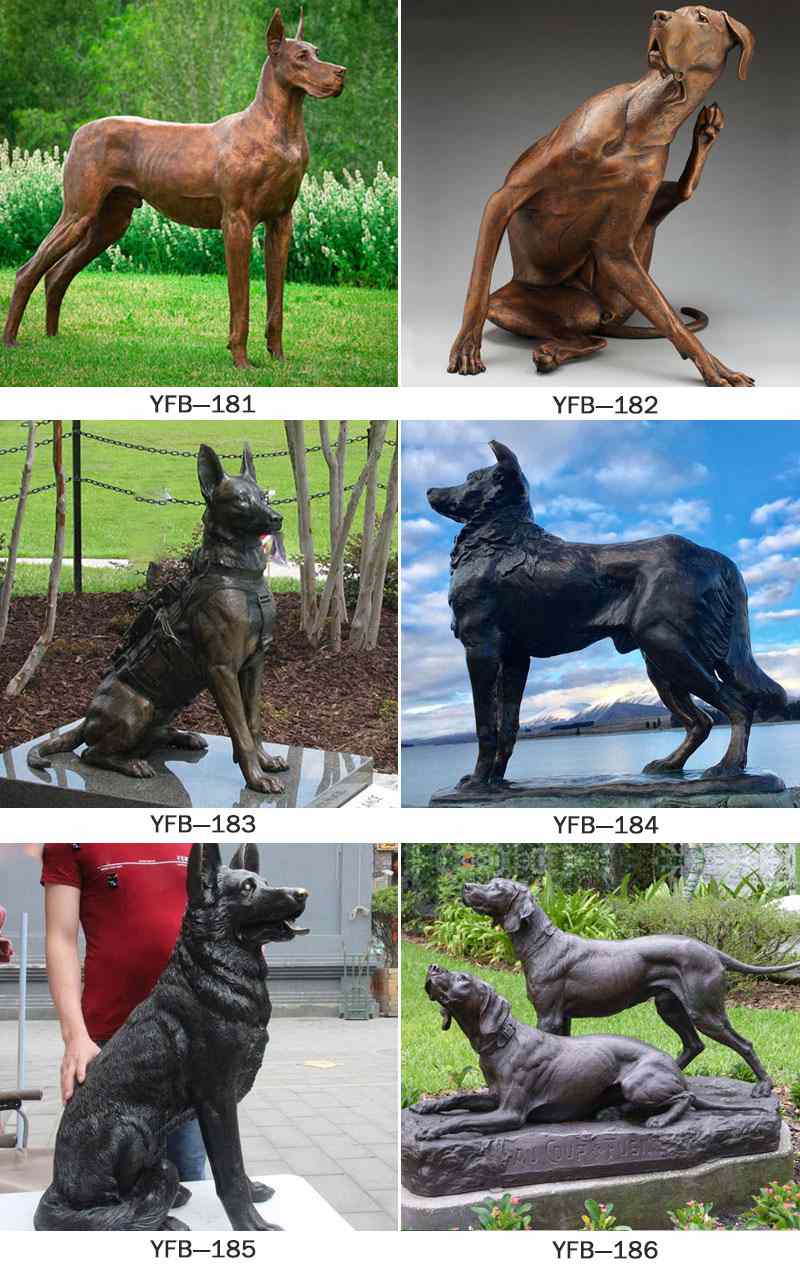 Outdoor Casting Bronze German Shepherd Statue for Sale BOKK-310 - Bronze Animal Sculpture - 4