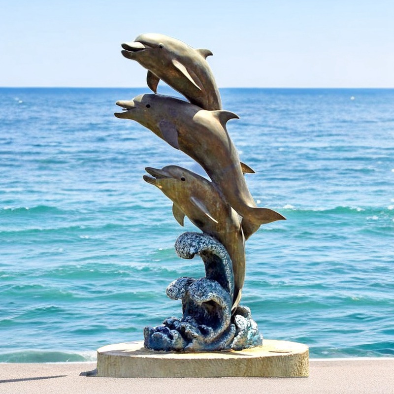Casting Bronze Life Size Dolphin Statue for Garden Decor Supplier BOKK-394 - Bronze Dolphin Sculpture - 2