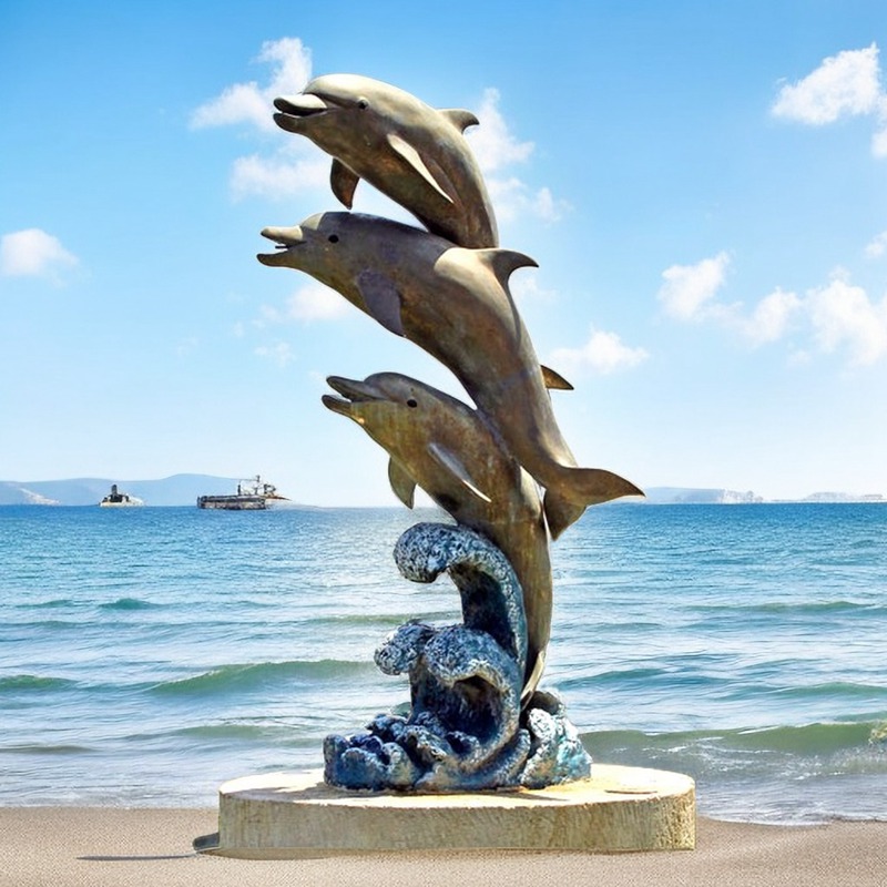 Casting Bronze Life Size Dolphin Statue for Garden Decor Supplier BOKK-394 - Bronze Dolphin Sculpture - 1