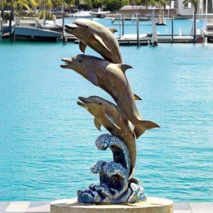 Casting Bronze Life Size Dolphin Statue for Garden Decor Supplier BOKK-394