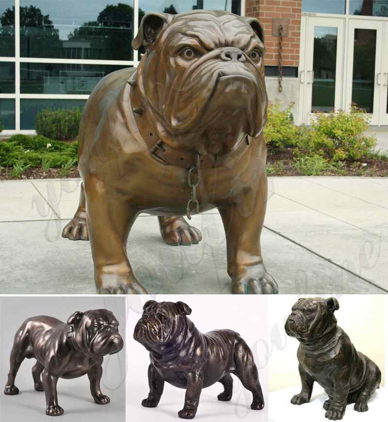 Life Size Antique Bronze Bulldog Statue Lawn Ornament Supplier BOKK-487 - Bronze Animal Sculpture - 2