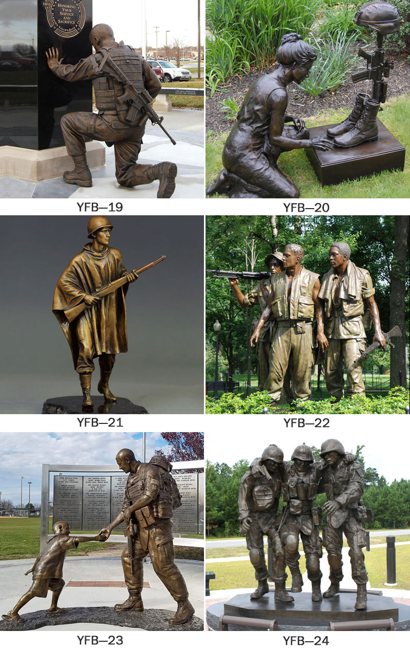 Outdoor Casting Bronze Soldier Statue Holding Folded Flag for Sale BOKK-28 - Bronze Military Statues - 5