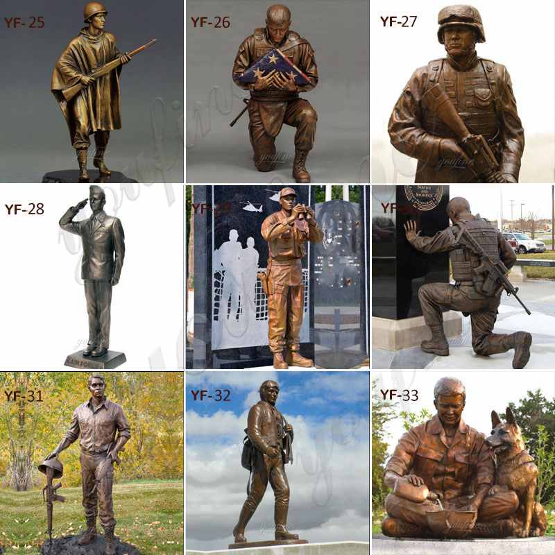 Casting Bronze Life Size Kneeling Soldier Statue for Sale BOKK-481 - Bronze Military Statues - 7