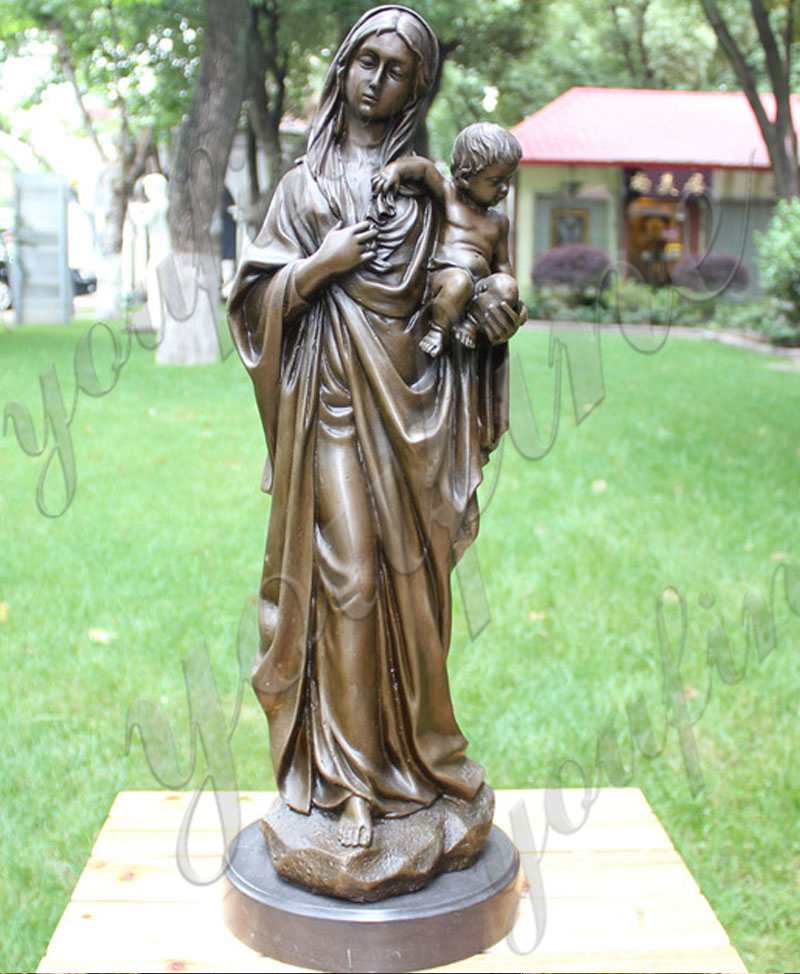 Bronze Mother Mary with Baby Jesus Statue for Sale