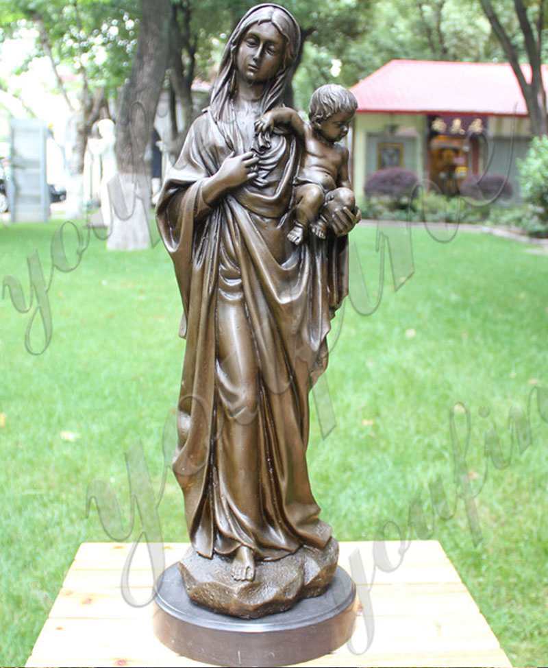 Life Size Bronze Mother Mary with Baby Jesus Statue for Sale BOKK-637 - Bronze Mary Statue - 1