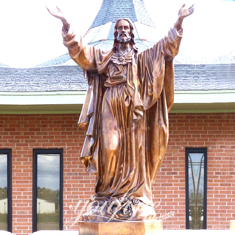 Outdoor Life Size Bronze Sacred Heart of Jesus Statue for Sale BOKK-641 - Bronze Jesus Statue - 2