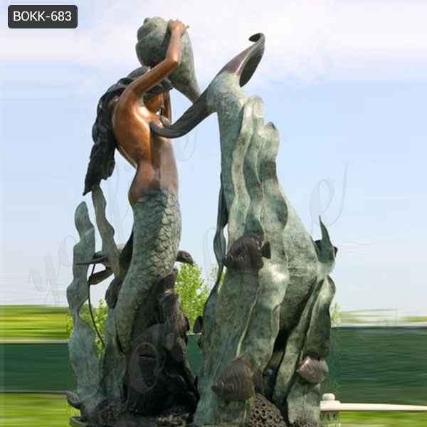 Large Bronze Mermaid Statue with Dolphin for Garden Decor Supplier