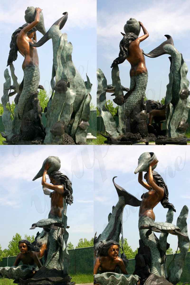 Large Mermaid Statue with Dolphin for Garden Decor Supplier