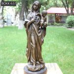 Life Size Bronze Mother Mary with Baby Jesus Statue for Sale
