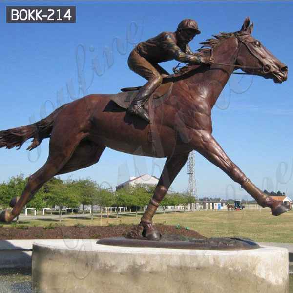 Life Size Jockey Horse Racing Bronze Sculpture Design