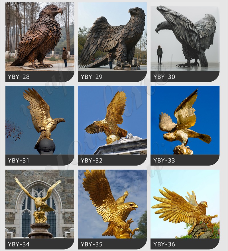 Garden Eagle Sculpture for Sale BOKK-682 - Bronze Eagle Sculpture - 6