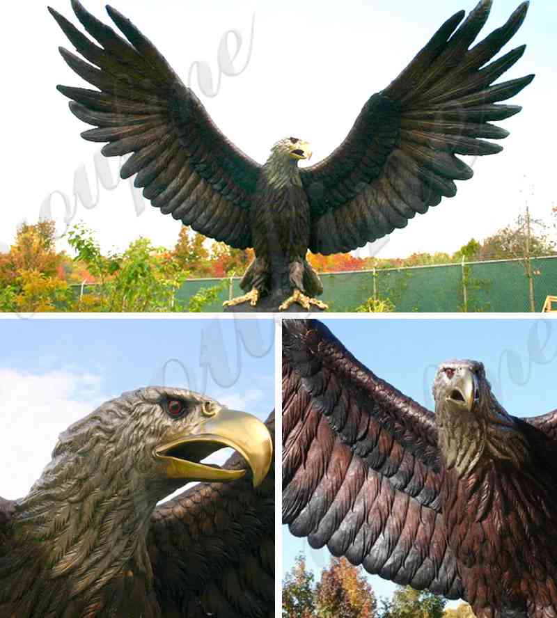 Outdoor Large Bronze Garden Eagle Sculpture for Sale BOKK-682 - Bronze Eagle Sculpture - 2