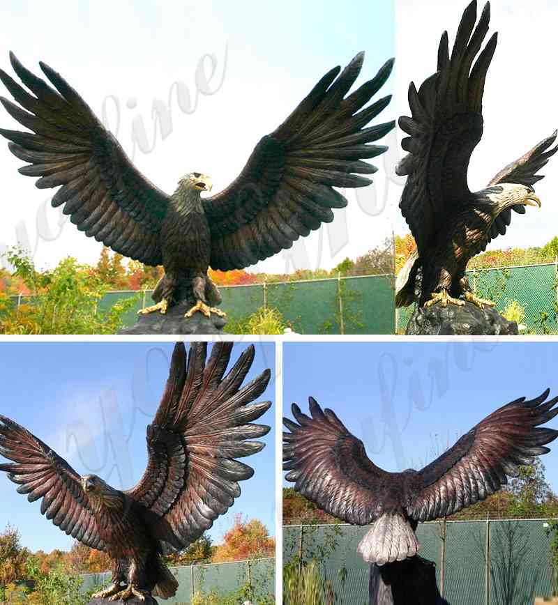 Outdoor Large Bronze Garden Eagle Sculpture for Sale BOKK-682 - Bronze Eagle Sculpture - 1