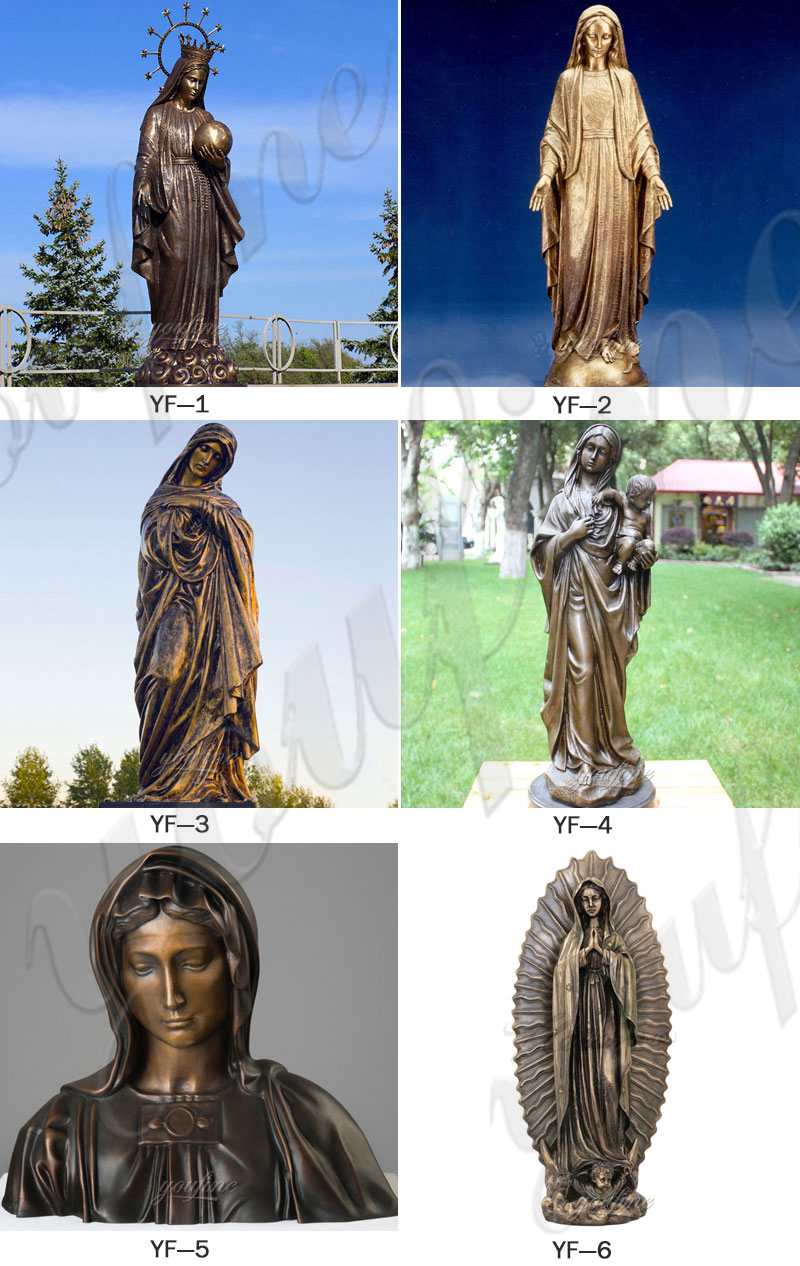 Life Size Bronze Mother Mary with Baby Jesus Statue for Sale BOKK-637 - Bronze Mary Statue - 4