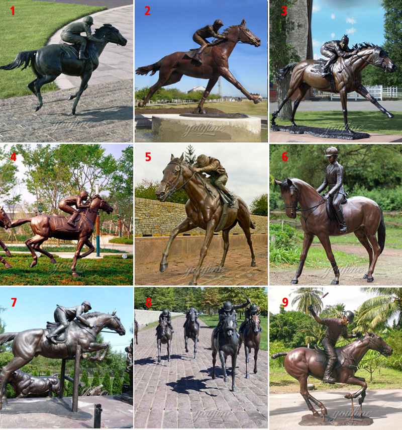 Life Size Jockey Horse Racing Bronze Sculpture Design for Sale BOKK-214 - Bronze Animal Sculpture - 5