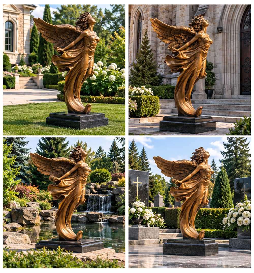 Bronze Flying Angel Statue for Garden