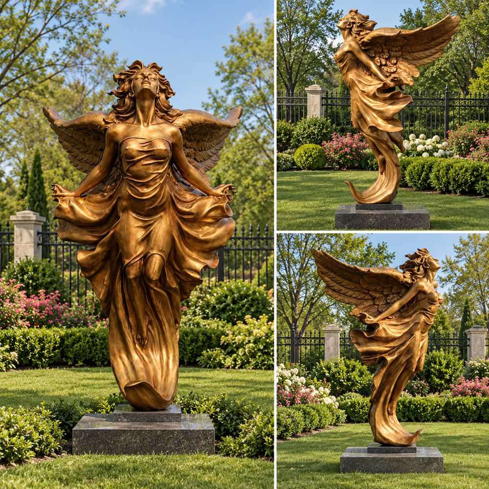 Bronze Flying Angel Statue for Garden