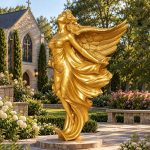 Bronze golden Flying Angel Statue for Garden